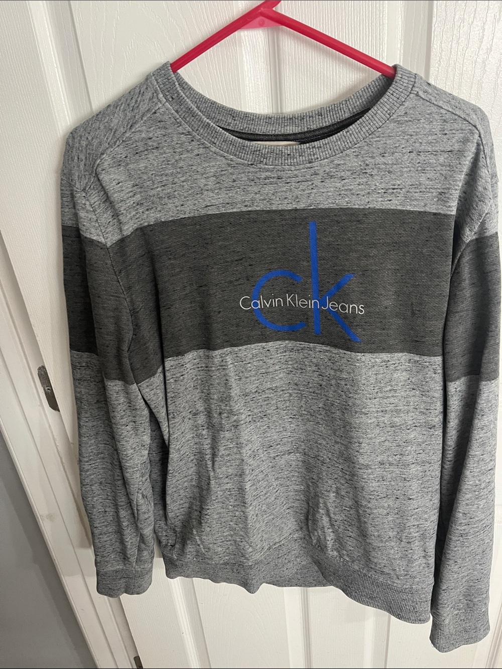 Calvin Klein Jeans Gray Sweatshirt with Blue Logo
